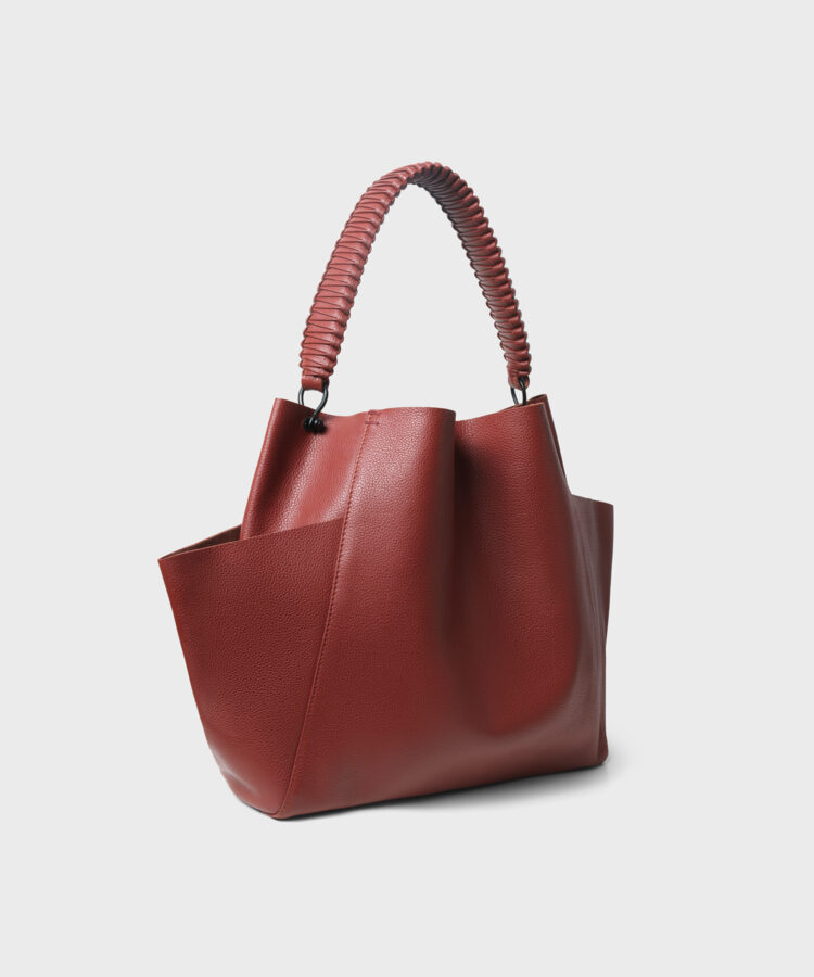 Loom Shoulder Bag in Red Grained Leather