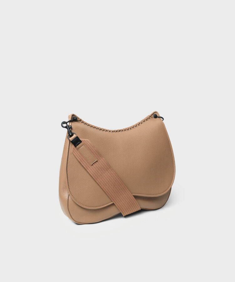 Saddle Bag in Camel Grained Leather