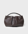 Maxi Pleated Clutch in Cocoa Grained Leather