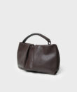 Maxi Pleated Clutch in Cocoa Grained Leather