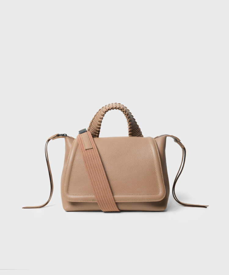 Medium Top Handle Bag in Camel Grained Leather