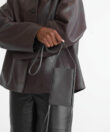 Pocket Bag in Grey Grained Leather