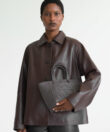Mini Cleo Bag in Grey Grained Leather