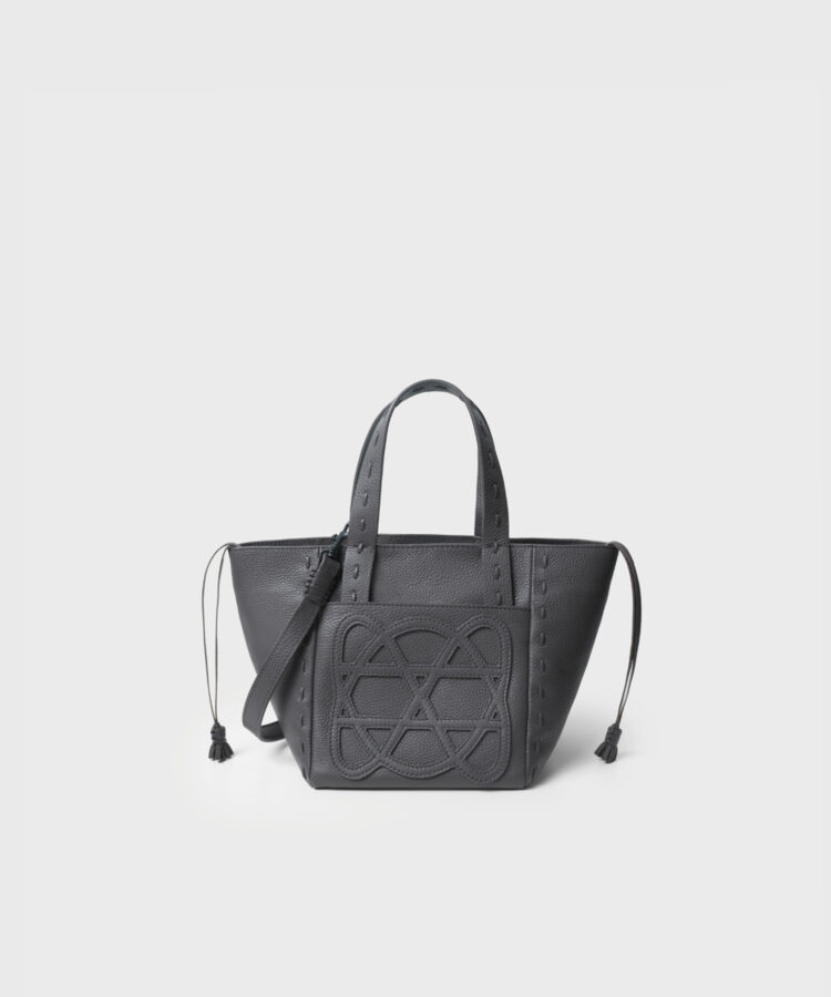 Mini Cleo Bag in Grey Grained Leather