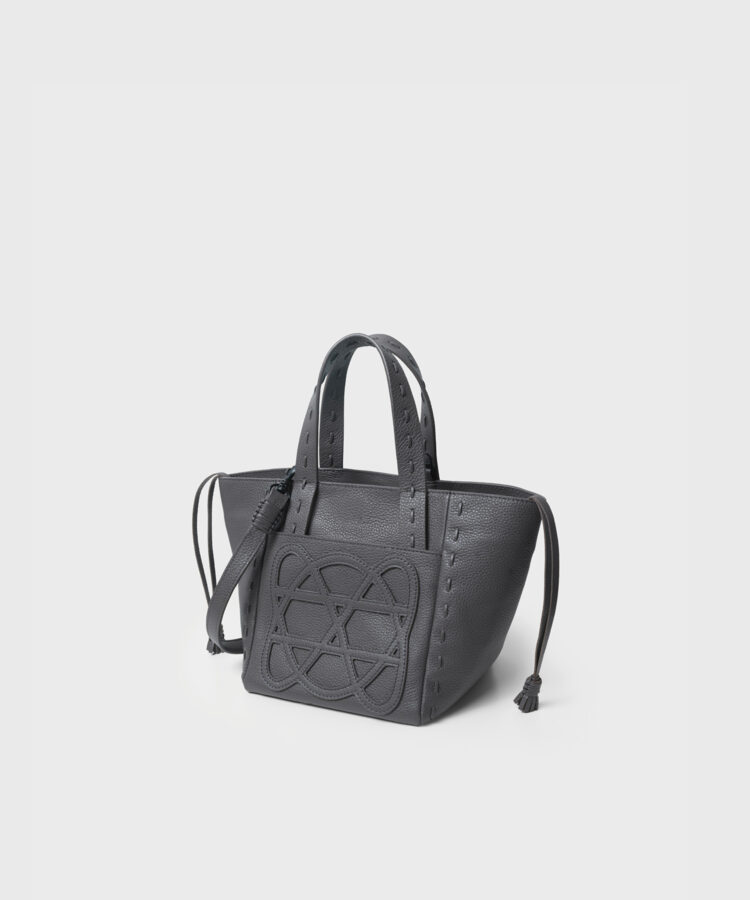 Mini Cleo Bag in Grey Grained Leather