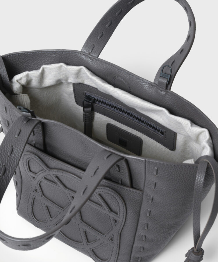 Mini Cleo Bag in Grey Grained Leather