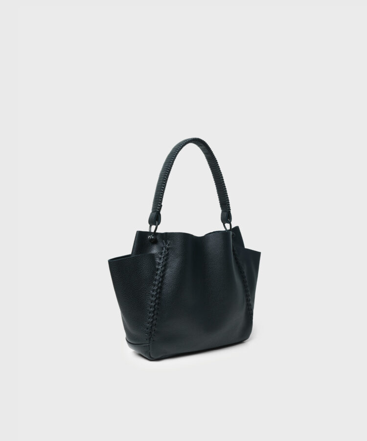 Mini Shoulder Bag in Black Grained Leather
