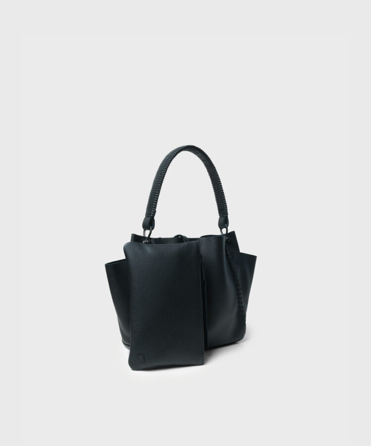 Mini Shoulder Bag in Black Grained Leather