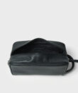 Mini Wash Bag in Black Grained Leather