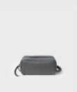 Mini Wash Bag in Grey Grained Leather