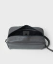Mini Wash Bag in Grey Grained Leather