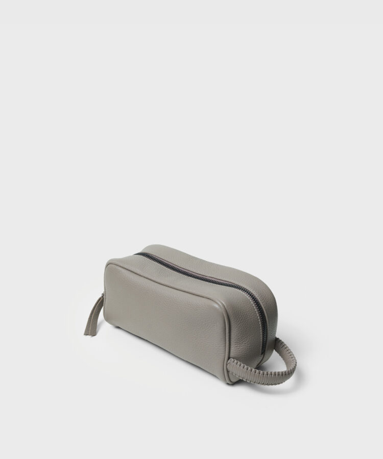 Mini Wash Bag in Sand Grained Leather