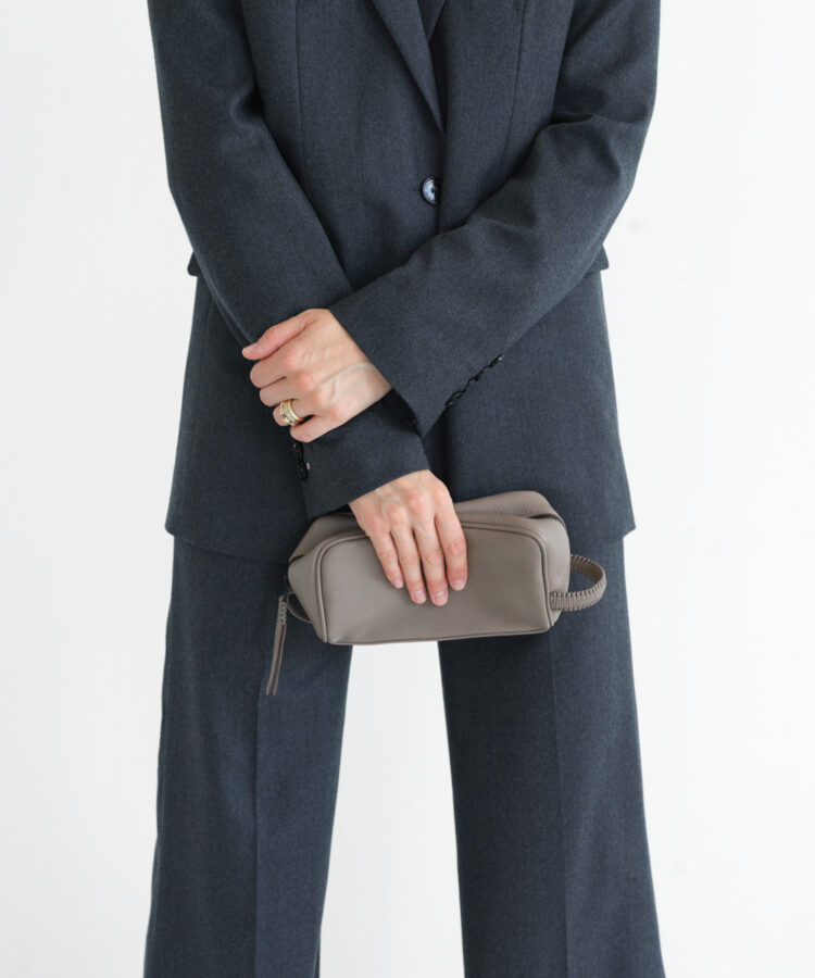 Mini Wash Bag in Sand Grained Leather