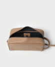 Mini Wash Bag in Camel Grained Leather