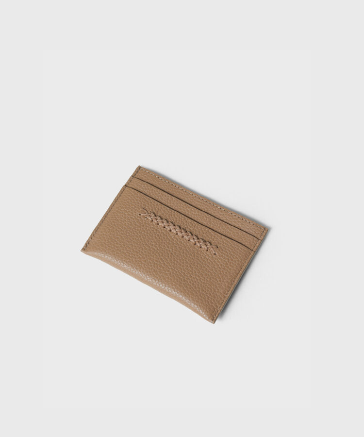 Card Holder in Camel Grained Leather