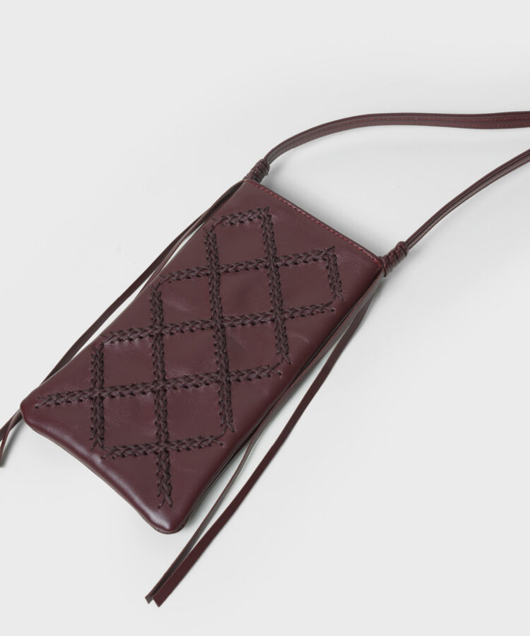Cross Pocket Bag in Merlot Smooth Leather