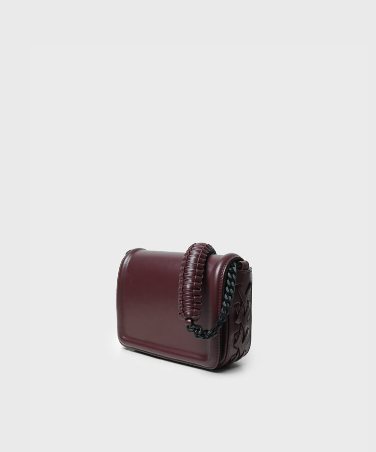 Mini Box Bag in Merlot Smooth Leather