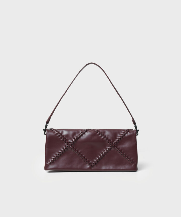 Folded Clutch in Merlot Smooth Leather