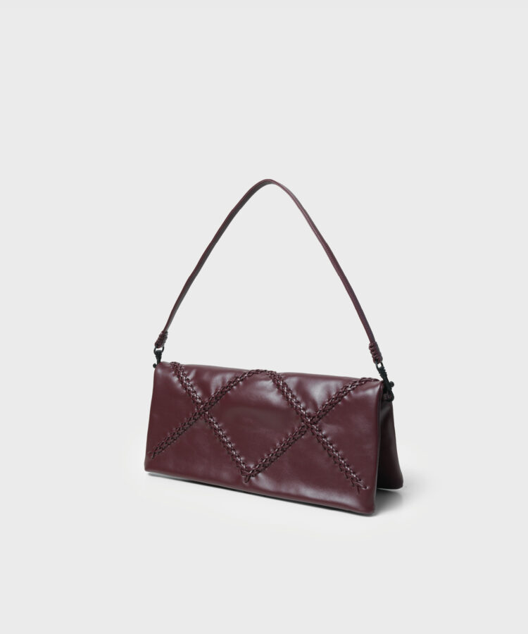 Folded Clutch in Merlot Smooth Leather