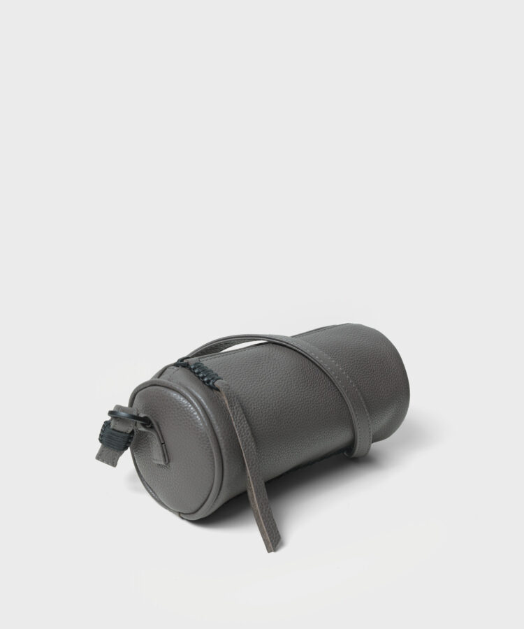 Mini Barrel Bag in Grey Grained Leather