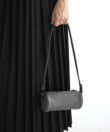 Mini Barrel Bag in Grey Grained Leather