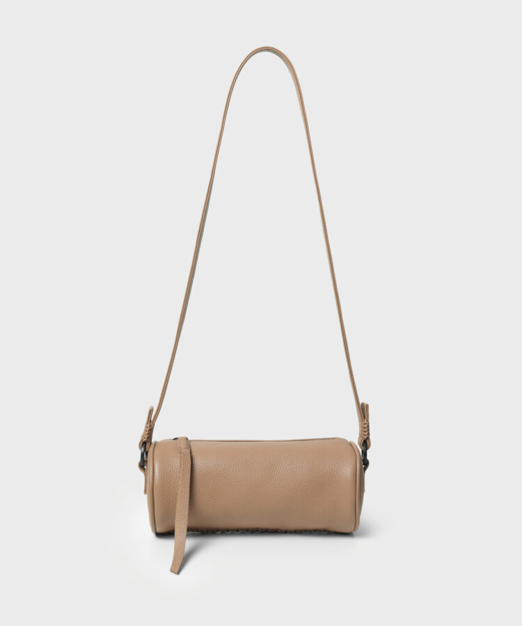Mini Barrel Bag in Camel Grained Leather