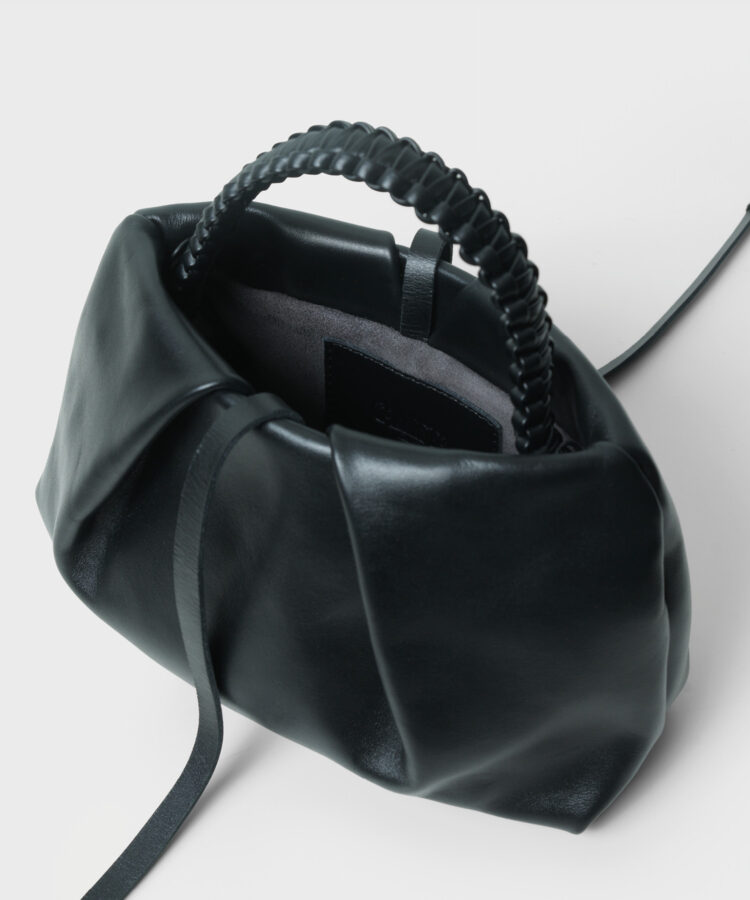 Venetia Clutch in Black Smooth Leather