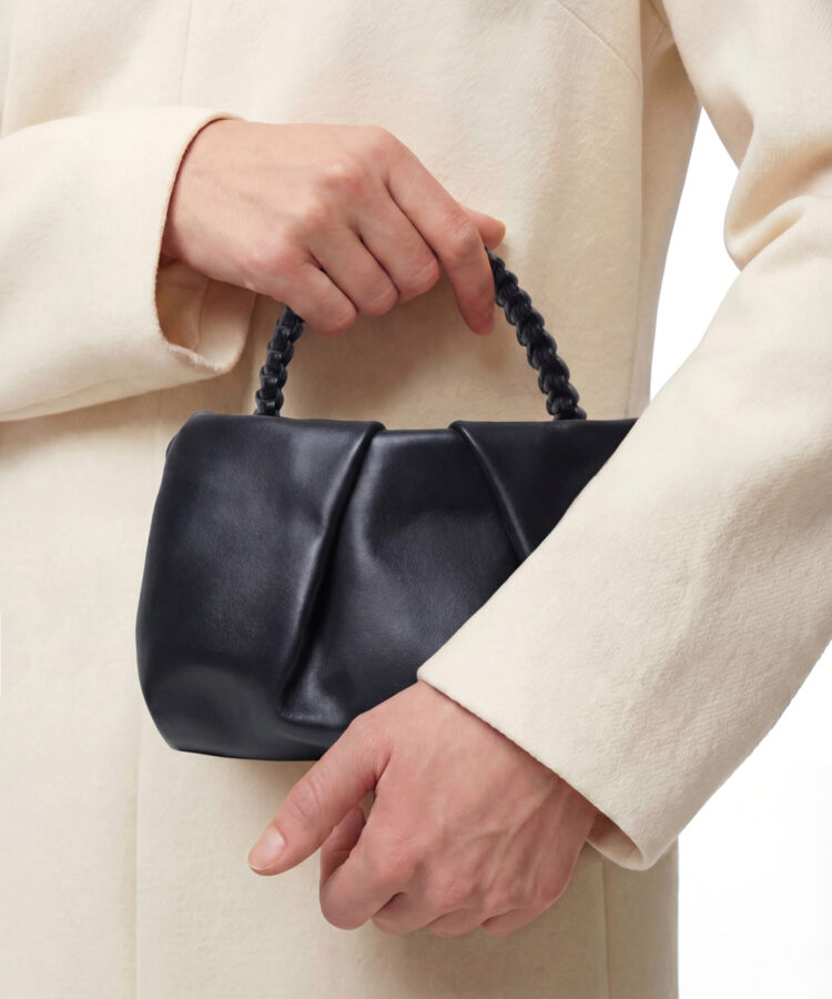 Venetia Clutch in Black Smooth Leather