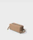 Mini Wash Bag in Camel Grained Leather