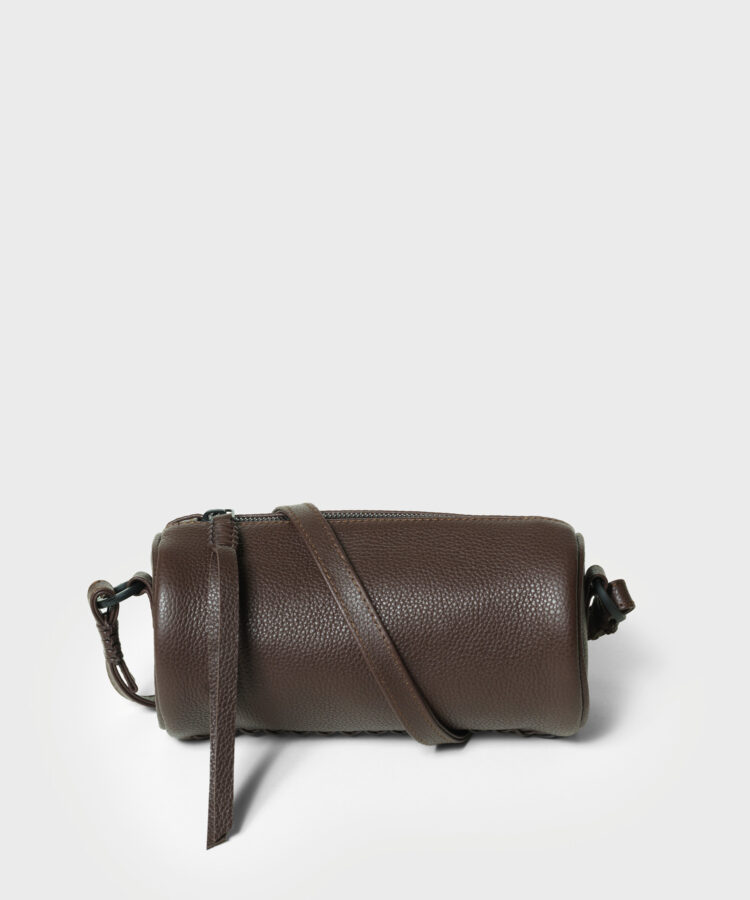 Mini Barrel Bag in Cocoa Grained Leather - Callista