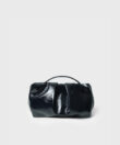 Pleated Clutch in Ink Patent Leather