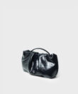 Pleated Clutch in Ink Patent Leather