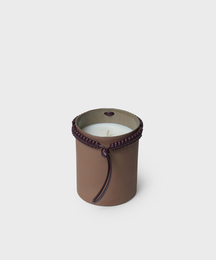 Macrame Ceramic Candle in Terracotta