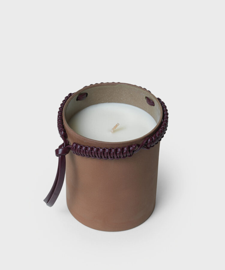 Macrame Ceramic Candle in Terracotta