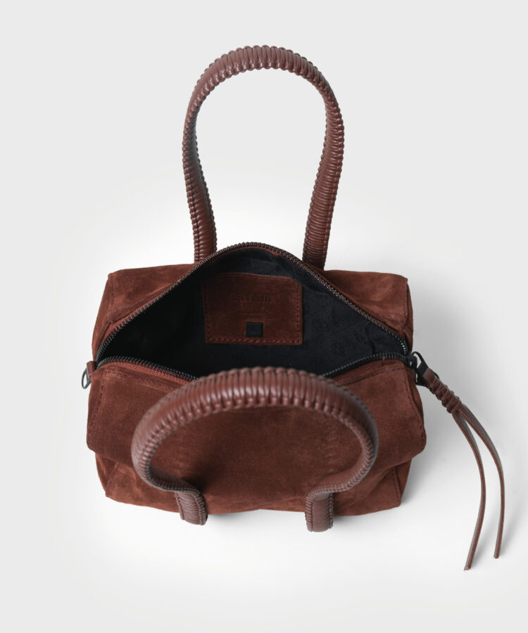 Mini Bowling in Chestnut Suede Leather