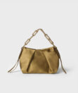 Venetia Clutch with Chain in Gold Satin