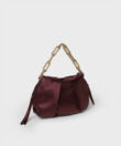 Venetia Clutch with Chain in Ruby Satin