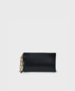 Myra Clutch with Chain in Black Satin