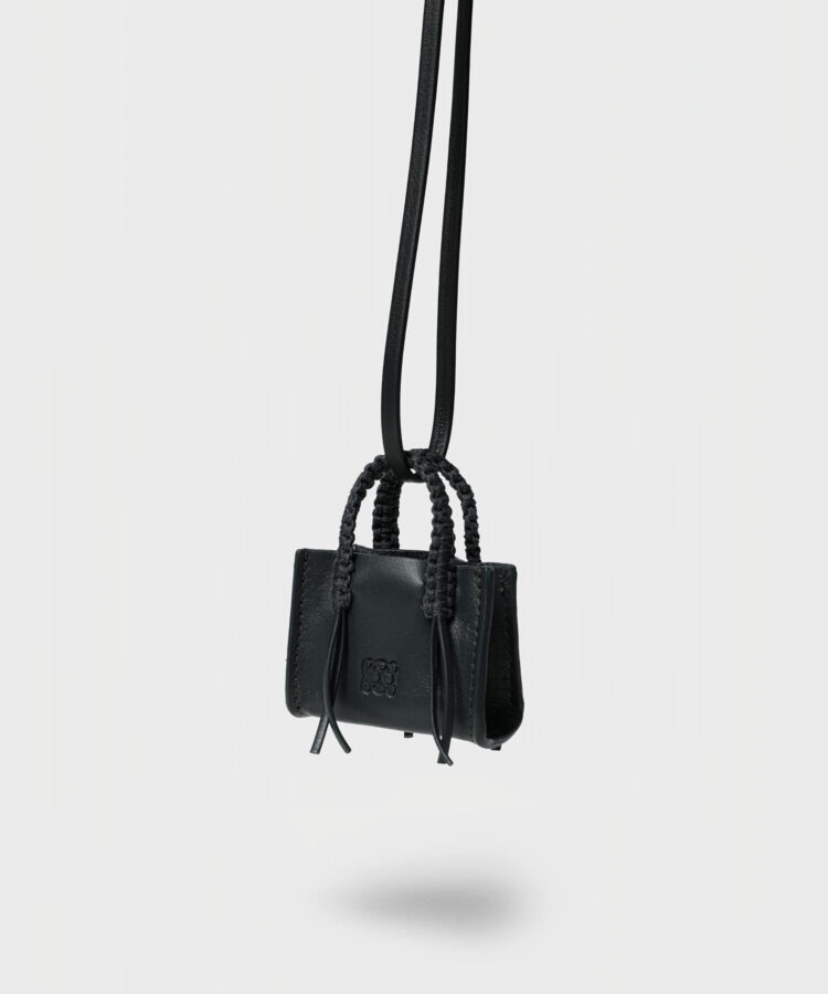 Mini Tote Bag Charm in Black