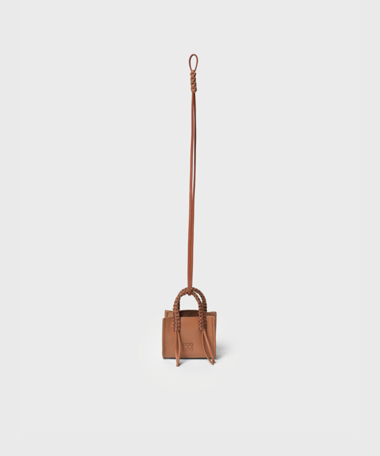 Mini Tote Bag Charm in Brown