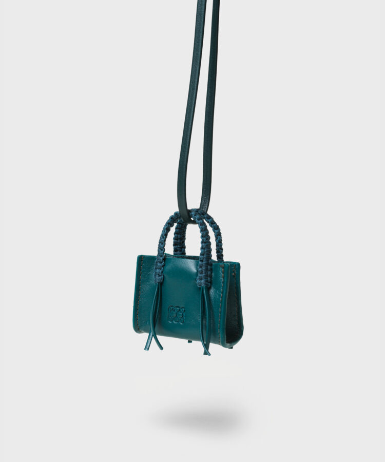 Mini Tote Bag Charm in Teal
