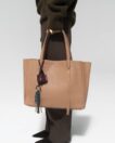 Mini Tote Bag Charm in Brown