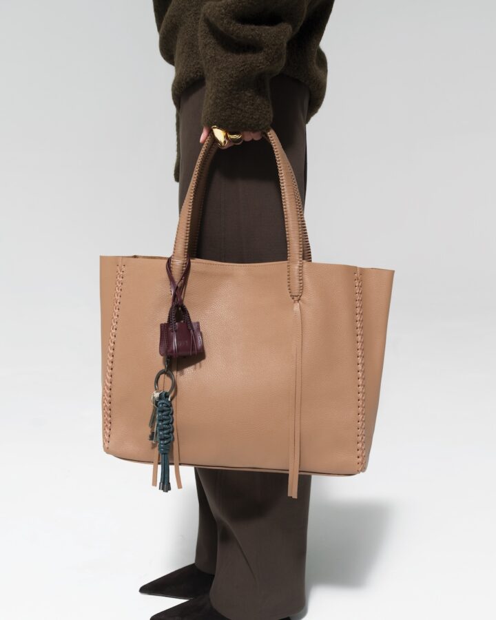 Mini Tote Bag Charm in Brown