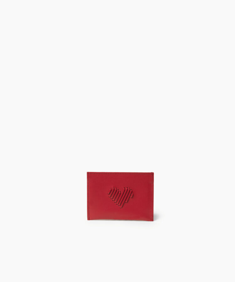 Eros Card Holder in Red Smooth Leather