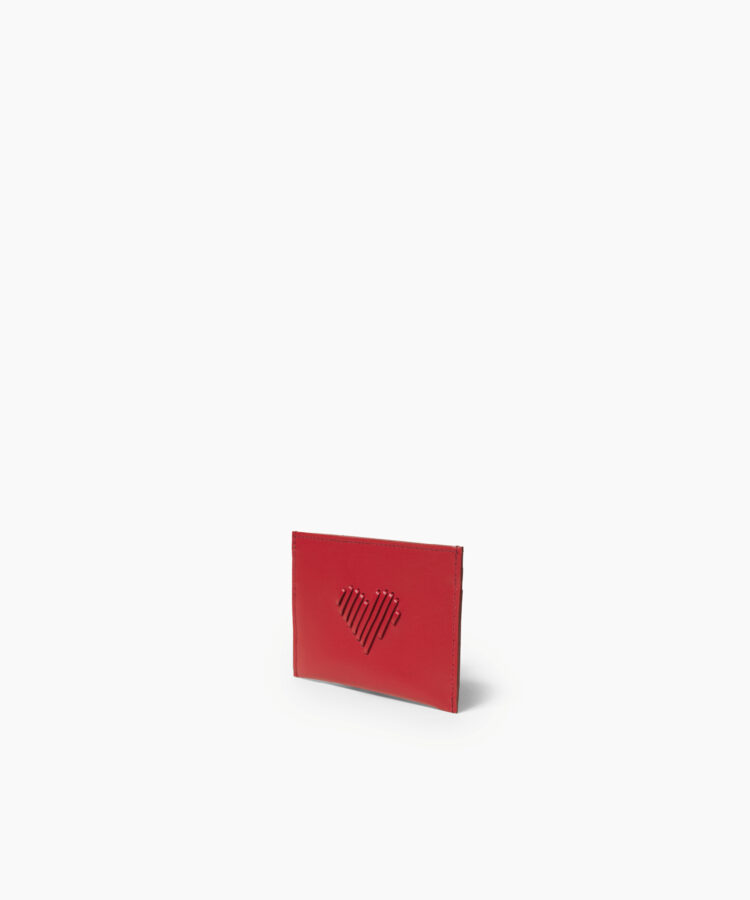 Eros Card Holder in Red Smooth Leather