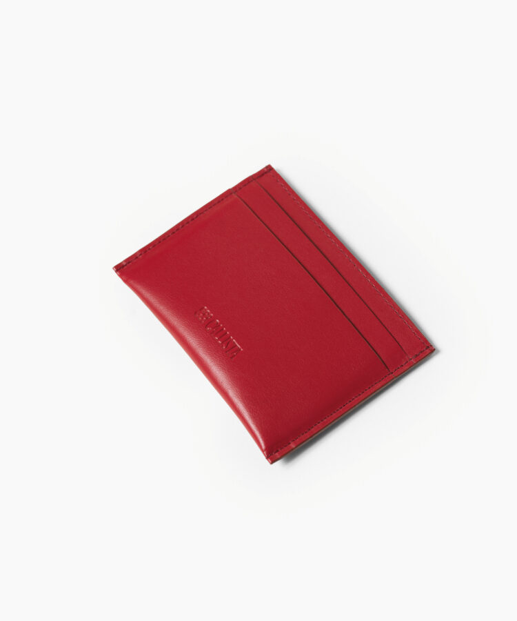 Eros Card Holder in Red Smooth Leather