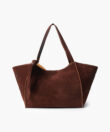 Rhea Tote in Chestnut Suede Leather