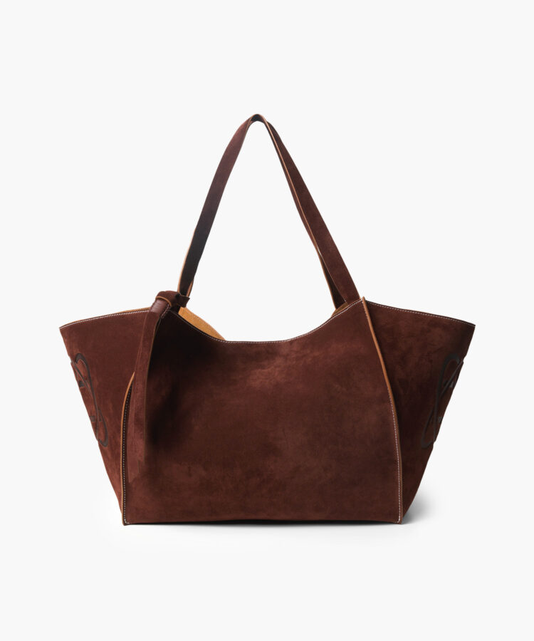Rhea Tote in Chestnut Suede Leather