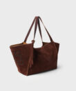 Rhea Tote in Chestnut Suede Leather