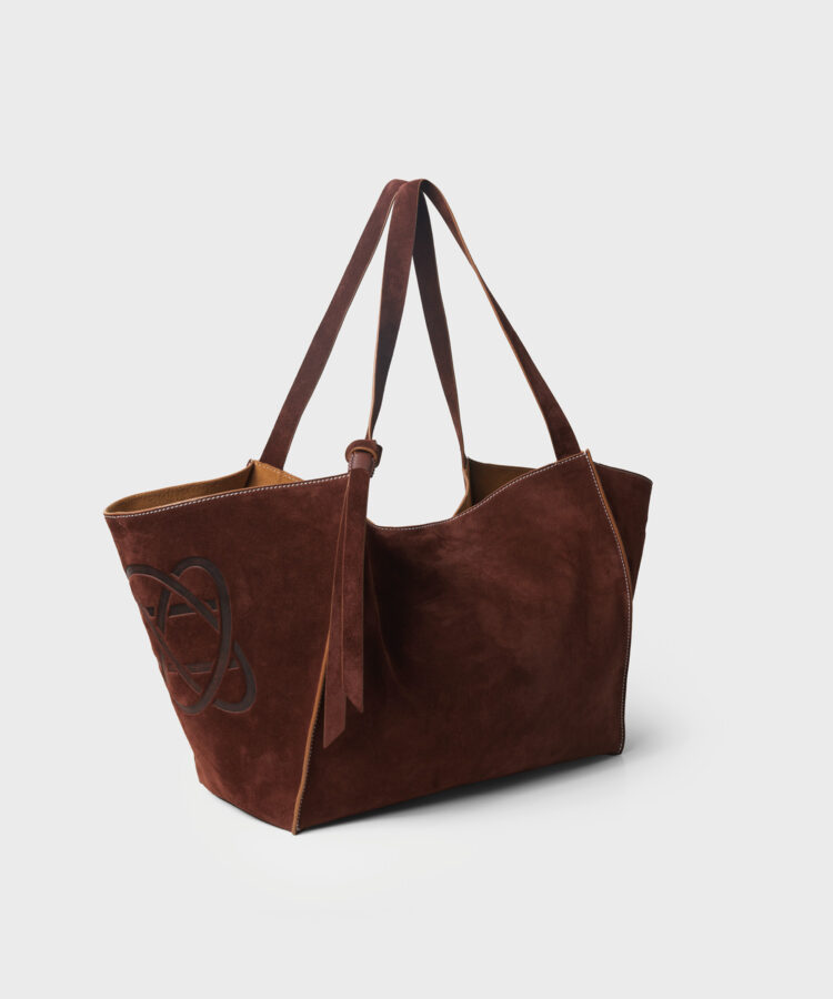 Rhea Tote in Chestnut Suede Leather